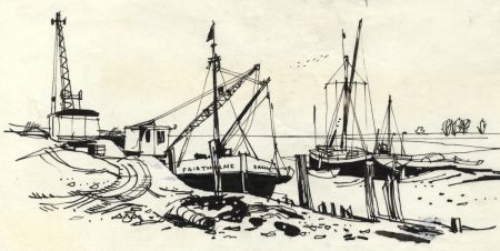 Paul Sharp - 1964 Pen and Ink Drawing, Halstow