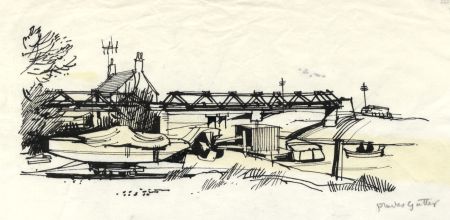 Paul Sharp - 1964 Pen and Ink Drawing, Plucks Gutter