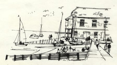 Paul Sharp - 1964 Pen and Ink Drawing, Near the Oyster Store, Whitstable