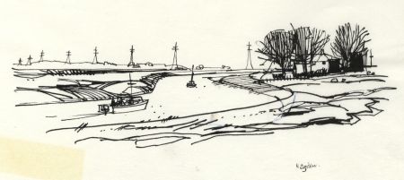 Paul Sharp - 1964 Pen and Ink Drawing, Nagden