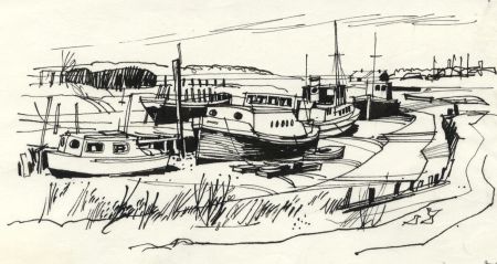 Paul Sharp - 1964 Pen and Ink Drawing, Oare