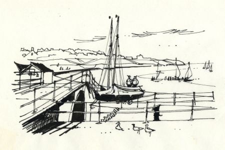 Paul Sharp - 1964 Pen and Ink Drawing, St Mildred's Bay