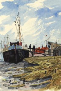 Paul Sharp - 1963 Watercolour, Southwold Harbour