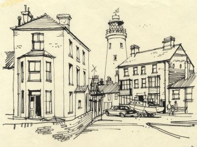 Paul Sharp - 1963 Pen and Ink Drawing, Southwold Lighthouse