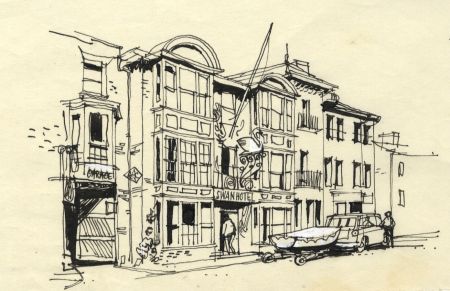 Paul Sharp - 1963 Pen and Ink Drawing, The Swan, Southwold