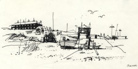 Paul Sharp - 1963 Pen and Ink Drawing, Sizewell