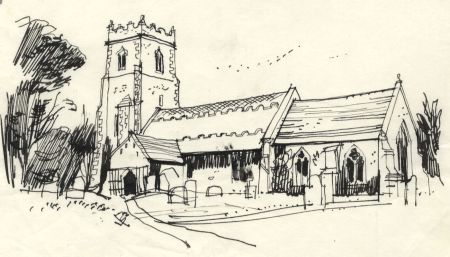 Paul Sharp - 1963 Pen and Ink Drawing, Iken Church