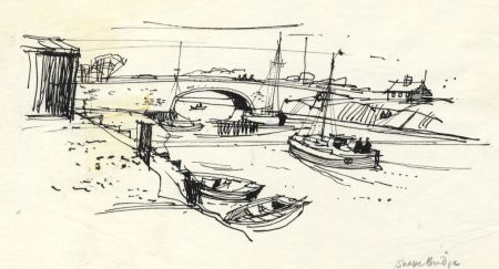 Paul Sharp - 1963 Pen and Ink Drawing, Snape Bridge