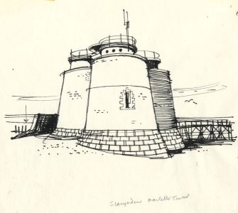 Paul Sharp - 1963 Pen and Ink Drawing, Slaughdon Martello Tower