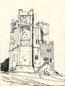 Paul Sharp - 1963 Pen and Ink Drawing, Orford Keep