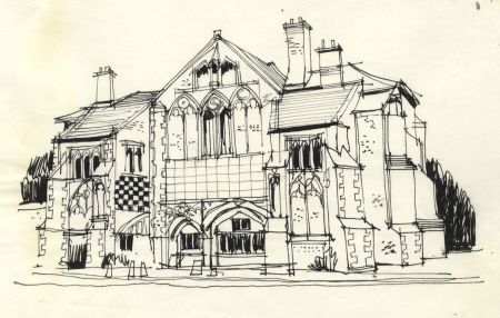 Paul Sharp - 1963 Pen and Ink Drawing, Butley Priory