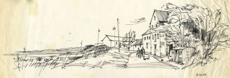 Paul Sharp - 1963 Pen and Ink Drawing, Butley Mills