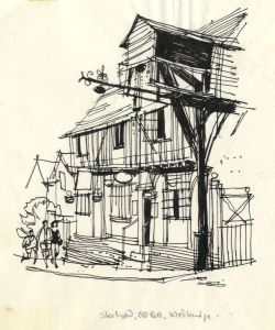 Paul Sharp - 1963 Pen and Ink Drawing, The Old Bell and Steelyard