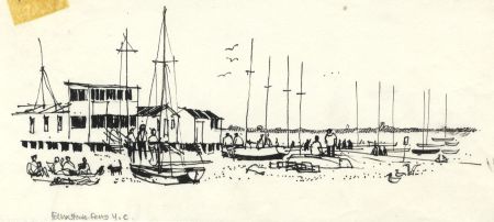 Paul Sharp - 1963 Pen and Ink Drawing, The Yacht Club