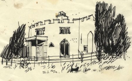 Paul Sharp - 1963 Pen and Ink Drawing, The Cat House