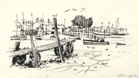 Paul Sharp - 1963 Pen and Ink Drawing, Ostrich Creek