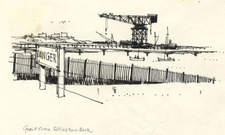 Paul Sharp - 1963 Pen and Ink Drawing, Felixstowe Dock