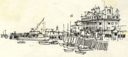 Paul Sharp - 1963 Pen and Ink Drawing, Harwich Harbour