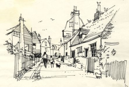 Paul Sharp - 1963 Pen and Ink Drawing, In Manningtree