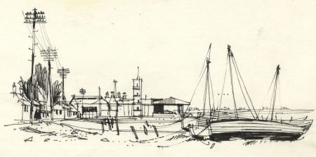 Paul Sharp - 1963 Pen and Ink Drawing, Near Mistley