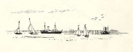 Paul Sharp - 1963 Pen and Ink Drawing, Orwell Haven