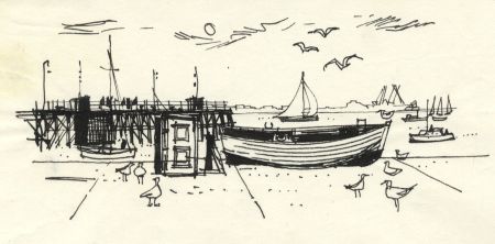 Paul Sharp - 1963 Pen and Ink Drawing, Parkeston from Harwich
