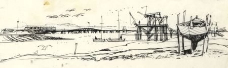 Paul Sharp - 1963 Pen and Ink Drawing, Alresford Creek