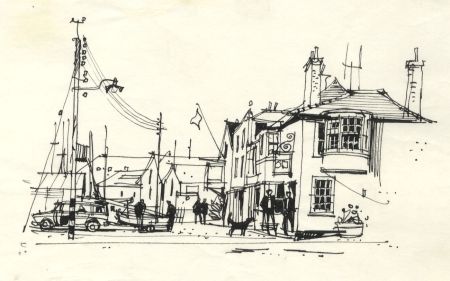 Paul Sharp - 1963 Pen and Ink Drawing, The Quay, Wivenhoe