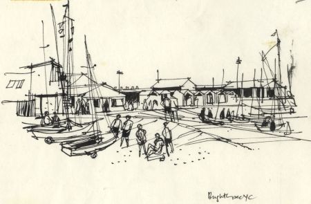 Paul Sharp - 1963 Pen and Ink Drawing, Brightlingsea Yacht Club