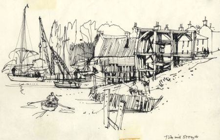 Paul Sharp - 1963 Pen and Ink Drawing, Tide Mill, St Oysth