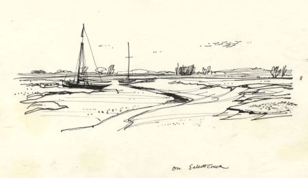 Paul Sharp - 1963 Pen and Ink Drawing, On Salcott Creek