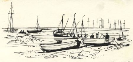 Paul Sharp - 1963 Pen and Ink Drawing, Low Tide, Woodrolfe Creek