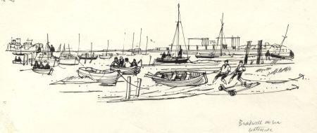 Paul Sharp - 1963 Pen and Ink Drawing, Bradwell Quay