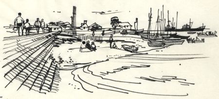 Paul Sharp - 1963 Pen and Ink Drawing, Stone
