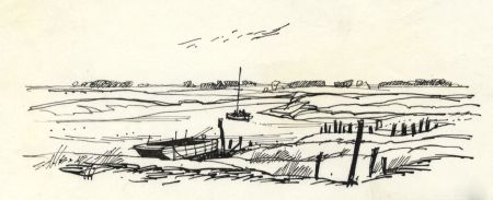 Paul Sharp - 1963 Pen and Ink Drawing, Potton Creek