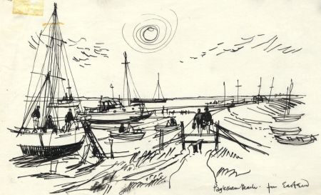 Paul Sharp - 1963 Pen and Ink Drawing, Paglesham Beach