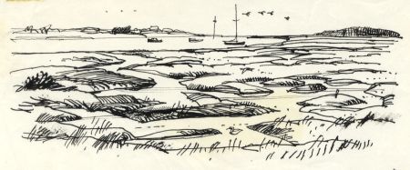 Paul Sharp - 1963 Pen and Ink Drawing, Paglesham Pool