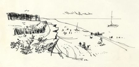 Paul Sharp - 1963 Pen and Ink Drawing, Coast