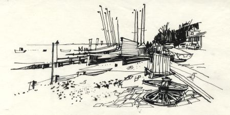 Paul Sharp - 1964 Pen and Ink Drawing, Southend