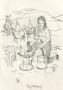 Paul Sharp - Mid 20th Century Graphite Drawing, Pony Trekking