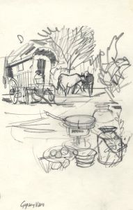 Paul Sharp - Mid 20th Century Graphite Drawing, Gypsy Van