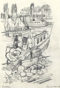 Paul Sharp - Mid 20th Century Graphite Drawing, French Canal