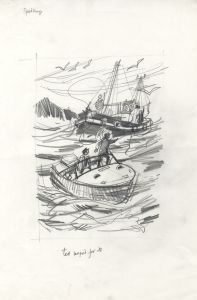 Paul Sharp - Mid 20th Century Graphite Drawing, Ted Leaped for It