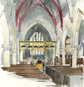 Paul Sharp - Mid 20th Century Watercolour, Church Interior