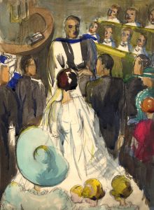Violet Hilda Drummond - Mid 20th Century Watercolour, Wedding Vows Scene