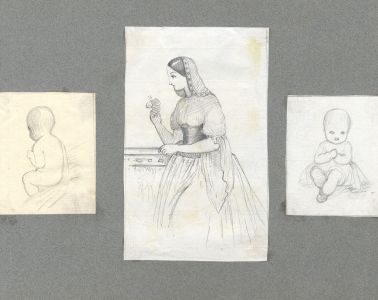 Double-sided Mid 19th Century Graphite Drawing - Sheet of Sketches