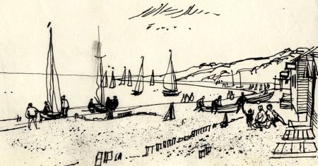 Paul Sharp - Mid 20th Century Pen and Ink Drawing, Calshot