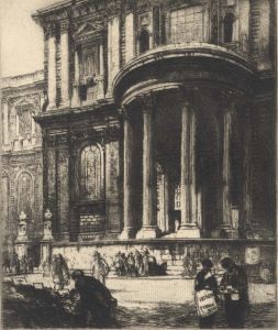 Charles Terry Pledge A.R.I.B.A. - Early 20th Century Drypoint, London City Scene