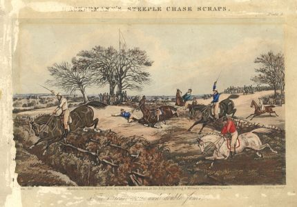 J. Harris - 1850 Aquatint, R. Ackermann's Steeplechase Scraps