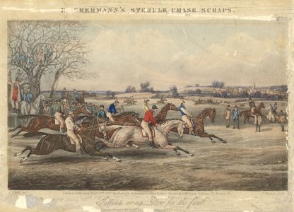 J. Harris - 1850 Aquatint, R. Ackermann's Steeplechase Scraps